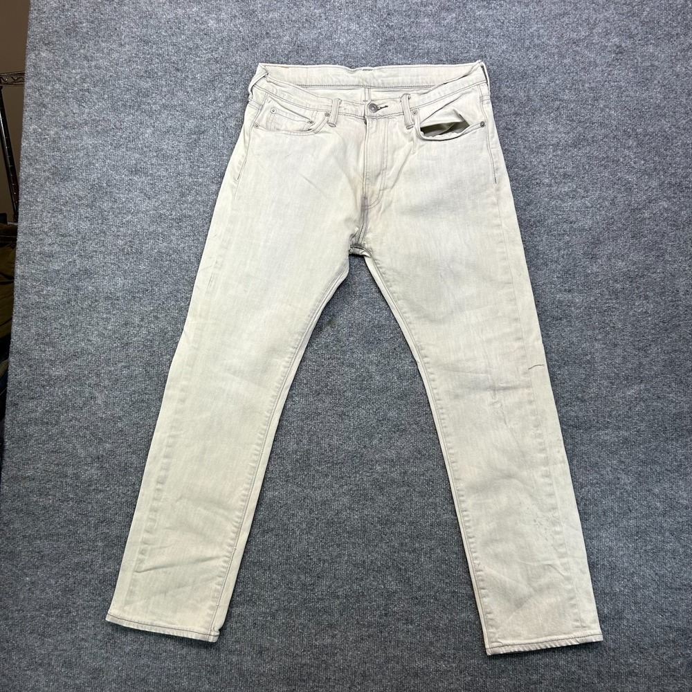Levi's 513 Jeans Men's Light Gray Denim Straight Pockets Classic Zip Fly - 34X29